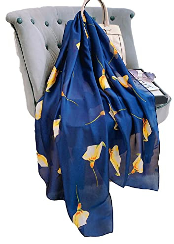 Seidenschals Damen, Große Seidentücher für Frauen Stilvoll Seidentuch Haare, Stola Seidentuch Halstuch Pashmina Langer Schal, Leicht Seidentuch Silk Schal Halstuch Tuch Geschenk Frauen-180*60cm