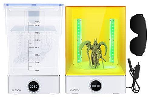 ELEGOO Mercury XS Bundle Separate Wasch- und Aushärtungsstation für große gedruckte Modelle, kompatibel mit Saturn und Mars Harz 3D Druckern, mit Einer tragbaren UV-Lampe für die Innenaushärtung