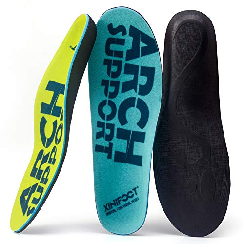 XINIFOOT Orthopädische Einlegesohlen zur Unterstützung des Fußgewölbes für Plantarfasziitis, Schmerzlinderung, Orthesen, Plattfüße, Gehen, Laufen, bequeme Einlagen für Frauen, 2 Paar