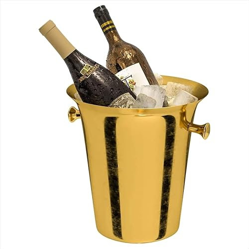36 Inches Aluminum Lightweight Ice Bucket Bottle Beer Chiller With Handles | Cooler & Cellar Bucket With Yellow Finish Stand | Ice Bin Kitchen Ware & Bar Wares | Drinkware Service Equipments