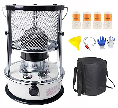 Xrdbfd Petroleumofen Für Innenräume, Tragbarer Petroleumheizung, Petroleum Heizung Für Outdoor-Camping, Zeltheizung, Kochen, Petroleumkocher Heizer, Einstellbare Feuerleistung,6Lwhite