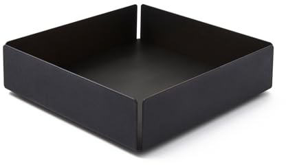 Eglooh - Moire - Taschenleerer mit Struktur aus schwarzem Stahl - Innerer Boden aus Leder Anthrazit Grau - Schreibtisch Organizer mit modernem Design - cm 14,5 x 14,5 x H.4 - Made in Italy