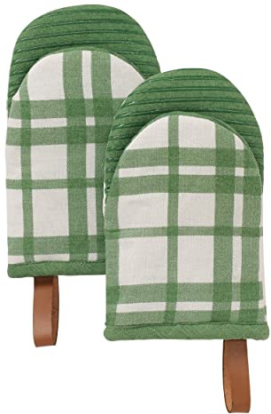 Folkulture Oven Mitts- 2er Set | Hitzebeständige Silikon Ofenhandschuhe Küchenzubehör Für Kochen Mit Aufhängeösen|Grün Waschbar, Kein Ausrutschen topfhandschuhe for Küchenutensilien, Kochgeschenke