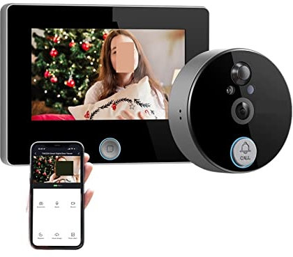YZACK Tuya Smart Home Door Bell Camera With 720P/140°Camera Video Peephole For Door 4.3 Inch LCD Screen 24H PIR Movement Detection (Color : DOORBELL, Size : 1)