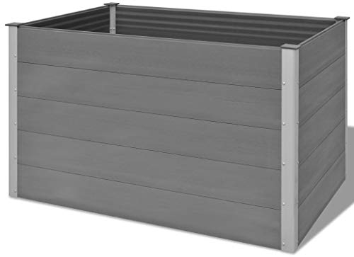 BULANED Garten-Hochbeet, Pflanzkübel, Kräuterbeet, Hochbeete-kit, Schneckenzaun, Pflanztrog, Pflanzgefäße, Pflanzfolie Für Hochbeet,Teichbecken, WPC 150x100x91 cm Grau