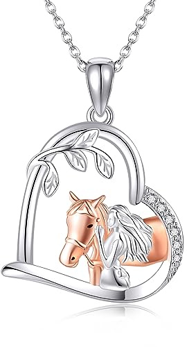JERWLI Pferd Kette 925 Sterling Silber Pferd Anhänger Halskette Pferd Schmuck Geschenke for Damen Frauen Mädchen Pferde Liebhaber