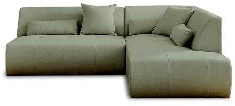 Lisa Design Onyx – modulares 5-Sitzer Ecksofa rechts – aus Stoff Salbeigrün