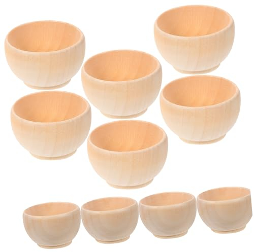SAFIGLE 10Pcs Mini Wooden Bowl Toys for Kids - Unfinished Craft Bowls for DIY Painting Projects and Creative Activities - Ideal for Home Decor and Montessori Learning