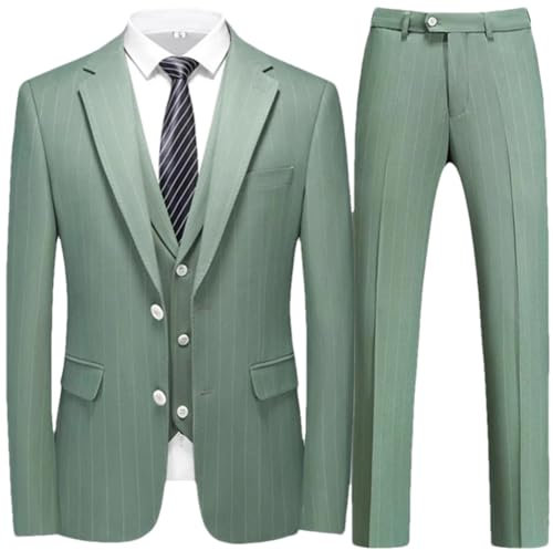 Hndudnff Herren Business-Anzug, kariert, gestreift, Weste, Hose, 3-teiliges Set, Freizeitkleid, Blazer, Jacke, Mantel, Trosers, 3-teiliges Set Cao Lv, XX-Large