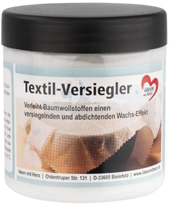 Ideen mit Herz Textil-Versiegler | Baumwoll-Stoffe versiegeln | wasserdicht | Wachs-Effekt | 250ml