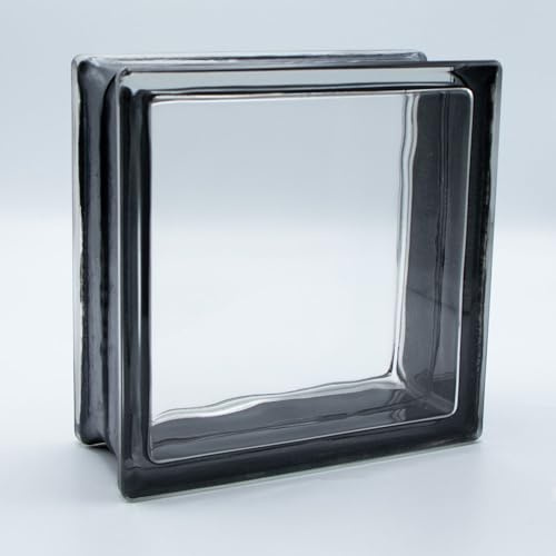 Design Glasbaustein Vollsicht Reflex schwarz, 19x19x8 cm - 6 Stück