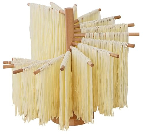 Essiccatori di pasta fresca, porta di asciugatura della pasta coltivabile in legno pieghevole per spaghetti fatti in casa con una griglia di pasta veloce per la cucina di casa