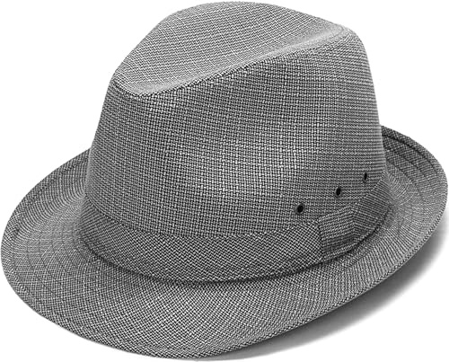 YeeHeen Fedora-Hut für Herren und Damen, Leinen, Panamahut, Jazz Gatsby, grau dunkel, Einheitsgröße
