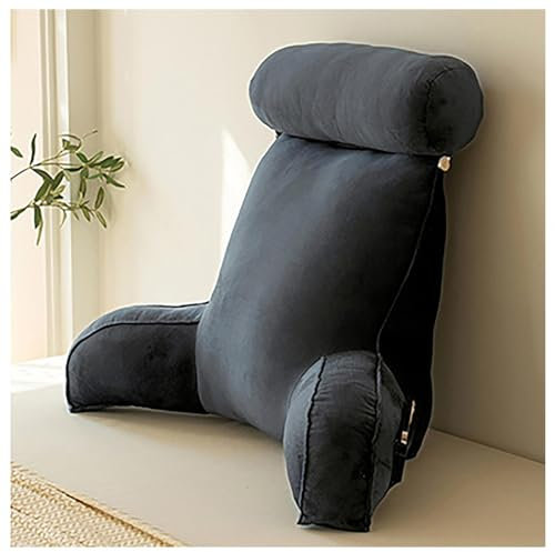 TYBEITAO Keilkissen Bett 85 * 40 * 60cm Lesekissen Für Bett mit Abnehmbarer NackenstüTze und Waschbarer Bezug, Rückenstützkissen zum Entspannen Lesen,Fernsehen,Black