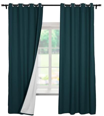 Extra Wide Teal Green Blackout Curtains 84 Drop Solid Thermal Insulated Drapes for Bedroom Patio Sliding Glass Door 100 W x 84 L 1 Panel
