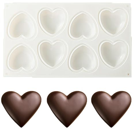 duoyif Heart Shaped Cake Mould Diameter 7 cm Silicone Mould Heart 3D Baking Moulds for Making Mousse Pralines Jelly Chocolate Cake Decoration (8 Cavities, 7 x 7 x 3.5 cm)