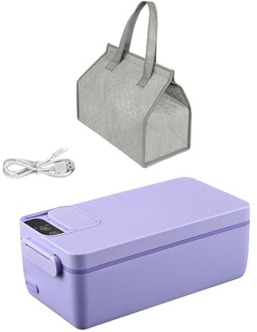 F Fityle Calentador de Almuerzo eléctrico para Adultos, lonchera térmica, lonchera térmica portátil de 40 W, lonchera autocalentable para camión, hogar, Violeta