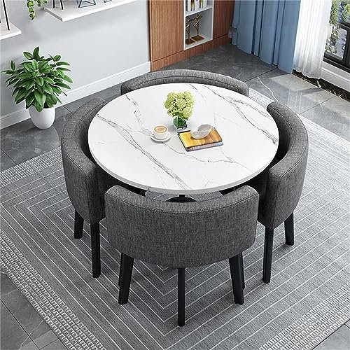 Kleines Konferenztisch-Set für Bürobesprechungen, runder Tisch mit 4 Stühlen, ideal für kleine Besprechungsräume und Büro-Empfangsbereiche, 80 cm Durchmesser, perfekt für Meetings und Verhandlungen
