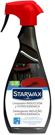 STARWAX - Limpiador para Placas de Inducción y Vitrocerámica - Elimina Salpicaduras Grasas y Residuos Quemados - Resultado Sin Marcas - Botella de Plástico Reciclado - 500 ml
