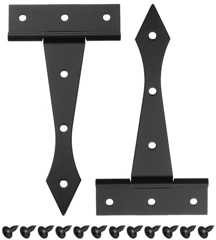 sourcing map 4 Inch Door Tee Hinge, 2Pcs t Strap Hinges Shed Door Hinge Durable Gate Hinges for Wooden Fences Yard Doors Barn Gate Wooden Box, Matte Black