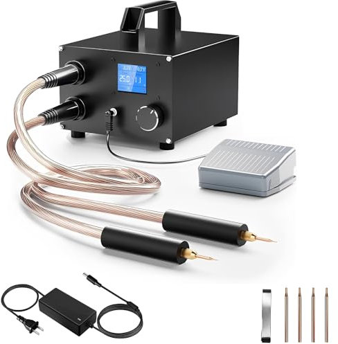 Punktschweißgerät 3000F Punktschweißgerät für Akkus 1,8 Zoll LCD Display Tragbares Akku Schweißgerät mit 50 cm Schweißstift für 0,1–0,3 mm Nickelstreifen