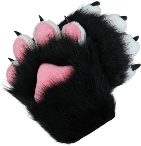 Halloween Therian tassar mjuka andningsbara lurviga tassar handskar söt katt räv varg tass handskar therian för halloween cosplay kostym tillbehör katt tass, stil 2, Style 2