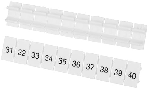 sourcing map 20 Pcs Terminal Marker Strip, ZB6 Terminal Blocks Marking Labels, Nylon PA6 DIN Rail Label Tags Bar for UK2.5B UK5N Number Strips(31-40)