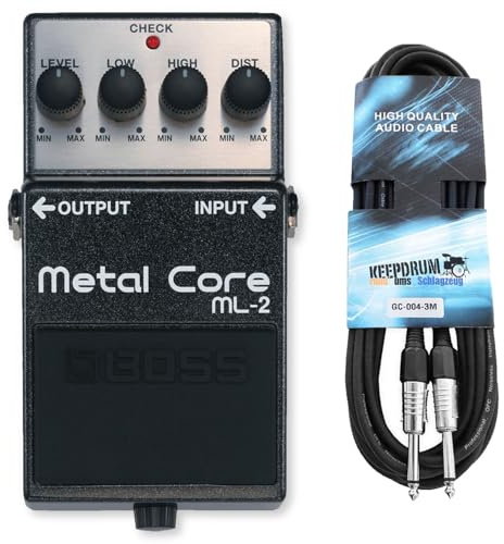 Boss ML-2 Metal Core Verzerrer Effektgerät + keepdrum Mono-Klinkenkabel