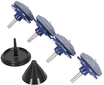 Lawn Mower Vane/Wing Sharpener, Set of 5 with Balanced Design Whetstone and Steel Material Lawn Mower Vane/Wing Sharpener Tool Lawnmower for Electric Drills and Hand Drills
