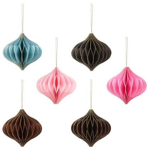 Baumschmuck Christbaumschmuck Papier, 6 Stück Papierkugeln Weihnachtsbaum, Papier Waben Deko Weihnachten Ornamente Hängend für Weihnachtsdeko Weihnachtsschmuck