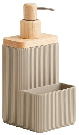 home&you - Spülmittelspender Margisi, Seifenspender Küche mit Schwammhalter, Spülorganizer für Spülbecken, Küchenutensilien, Aufbewahrung, Küchenhelfer, Deko, Badezimmer, 17x11x9,2cm - Beige
