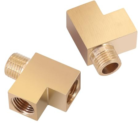 Dokili 2x Winkeladapter M10x1 T-Verteiler Öldrucksensor T-Stück Öldruckmesser Adapter M10x1 Stecker auf 2 M10x1 Buchse Adapter Messing