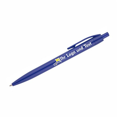 Generisch 100x Personalisierte Kugelschreiber mit Logo & Text Hochwertiger UV Druck Vollfarbig Werbekugelschreiber für Firmen Events & Geschenke (Blau)