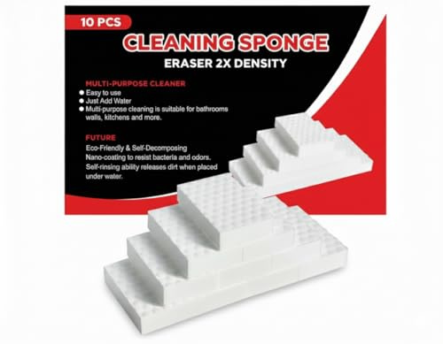 Spugnette magiche per la pulizia, 2 gomme in schiuma di melamina a densità, a lunga durata ed extra resistenti, per la pulizia di cucina, bagno e pareti, spugne resistenti per macchie ostinate