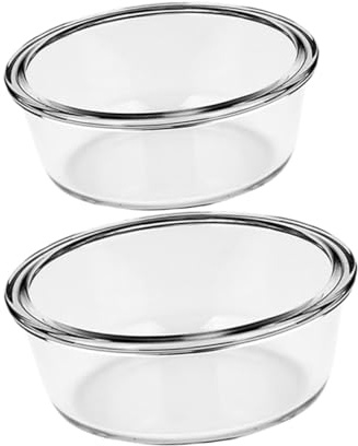 LALADEFIEE 2pcs Heat-Resistant Glass Baking Bowls Thickened Food-Grade Glass Oven-Safe Salad and Soup Containers for Home Cooking Air Fryer Compatible Multipurpose Serving and Mixing Bowls