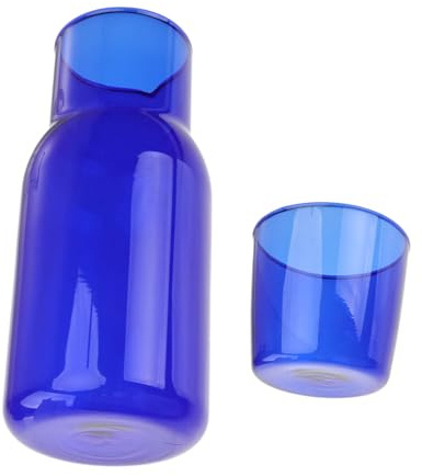 TOKIDNY Juego de Vasos y Hervidor de Agua Resistente a Altas Temperaturas Azul de Vidrio de Borosilicato Gran Capacidad para Hogar y Oficina