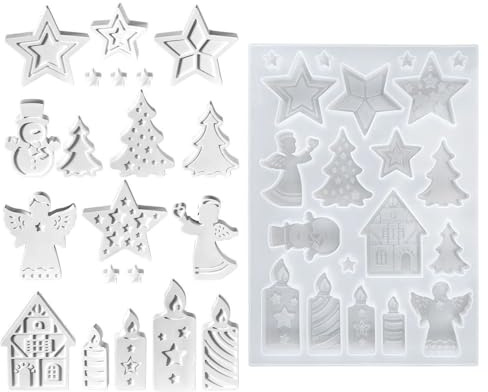 Ideen mit Herz Silikonform | Winter/Weihnachten | 6 Formen in verschiedenen Größen und Designs | Gießform für Epoxidharz, Gips, Beton, Wachs oder Seife | lebensmittelecht