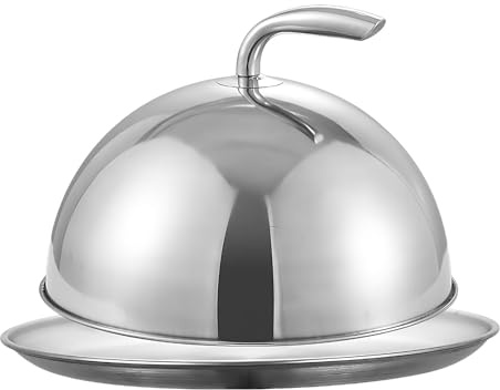 Basting Cover - Round Plate Included Dish Lid, Stainless Steel Meal Instrument, Food Heat Retention Capability, Picnic Home Dinner Restaurant Item, Dining Table Entertaining Accessory