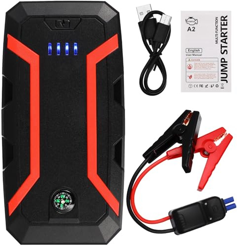 HEMOTON Démarreur de Batterie Portable pour Voiture Booster Urgence Automobile Chargeur de Batterie de Secours Compatible avec Moteurs Essence Jusqu