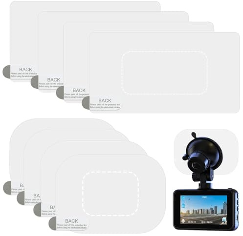 8PCS Dashcam Windshield Sticker,Clear Electrostatic Sticker Mounting Dash Cam,Reusable Weatherproof Dashcam Car Windshield Electrostatic Film for Preventing Scratches and Peeling (8 Pcs)
