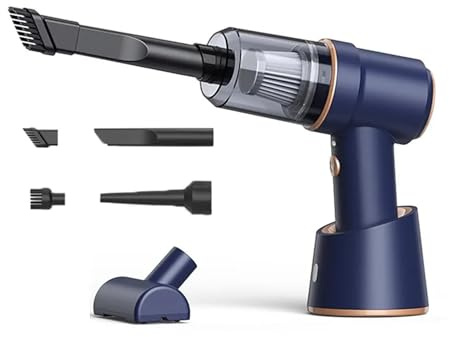 Aspirateur portatif Puissant de 4 000 Pa, sans Fil et Rechargeable, for Voiture et Maison, avec Accessoires for Poils d'animaux, Bureau, canapé, escaliers - Silencieux et Portable
