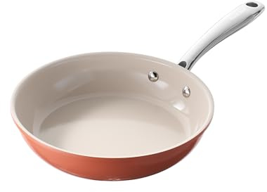 Redchef Antihaft Bratpfanne 20cm, Pfanne Keramikbeschichtung mit Edelstahlgriff, PTFE-frei PFOA-frei PFAS-frei, Orange