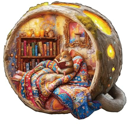 Jigfoxy Holzpuzzle für Erwachsene, Mäuse Holz Puzzle, einzigartiges Tierpuzzle aus Holz, Geschenk zu Weihnachten für Familie und Freunde, L-34 * 32.5cm-270Teile