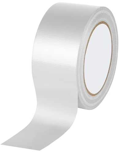AYBUY Cinta Americana de Tela Universal, Cinta de Tela Reforzada, Duct Tape de Fuerte adherencia 25m x 50mm, Cintas Aislante y al Agua para Reparaciones, Fijación y Sellado, Blanco