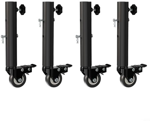 Ruedas de Soporte Ajustables Hoppipola con Frenos, para Sofá, Cama, Mesa con Patas de Acero Giratorias 360°, Altura Ajustable, Niveladoras, Negras, Pack de 4