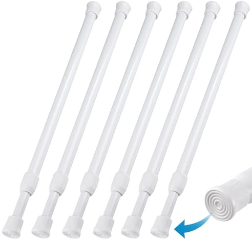 6Pcs Net Curtain Rods Extendable,30-50cm Adjustable No Drill Curtain Pole