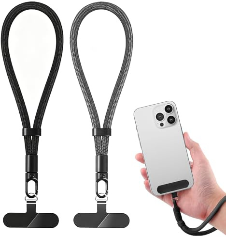 Eirian 2 Pack Adjustable Phone Wrist Strap Anti Theft Hand Lanyard with Tether Tabs for Smartphones Secure and Convenient Cell Phone Lanyard Strap(Black and Gray)