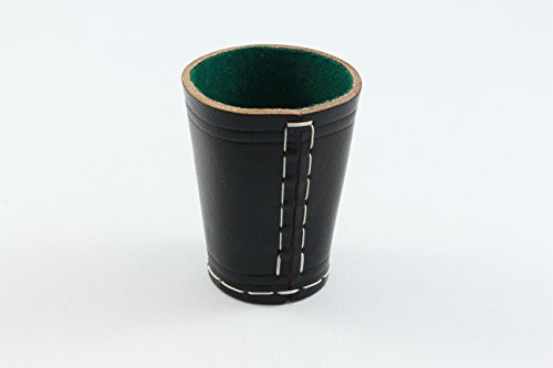 Würfelbecher, Leder, schwarz mit grünem Filz