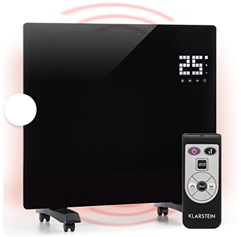 Klarstein Elektroheizung, Konvektor-Heizung mit Bodenrollen, Mobile Elektroheizung Energiesparend, Schlanke, Leise Heizung Elektrisch, Standgerät Heizkörper Elektrisch mit Thermostat, 1000 W