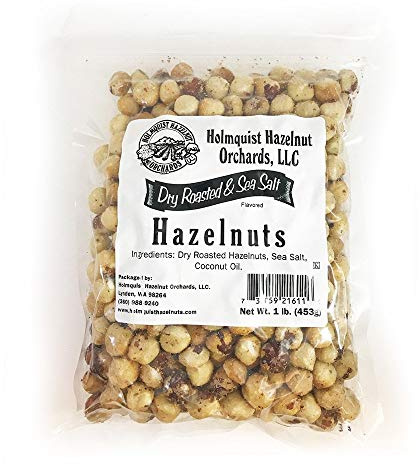 1 LB | Holmquist Hazelnuts Dry Roasted Hazelnuts | Sea Salt | Skins Mostly Removed | HEART HEALTHY | NON-GMO, GLUTEN FREE, KOSHER, RESEALABLE, KETO-FRIENDLY